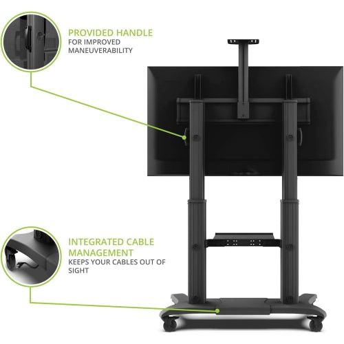 Kanto MTMA100PL Height Adjustable Mobile TV Stand with Adjustable Shelf for 60-inch to 100-inch TVs